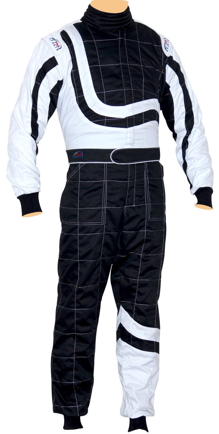 Kids Karting Suit Racing Suit Poly Cotton One Piece Black & white - UK247Deals