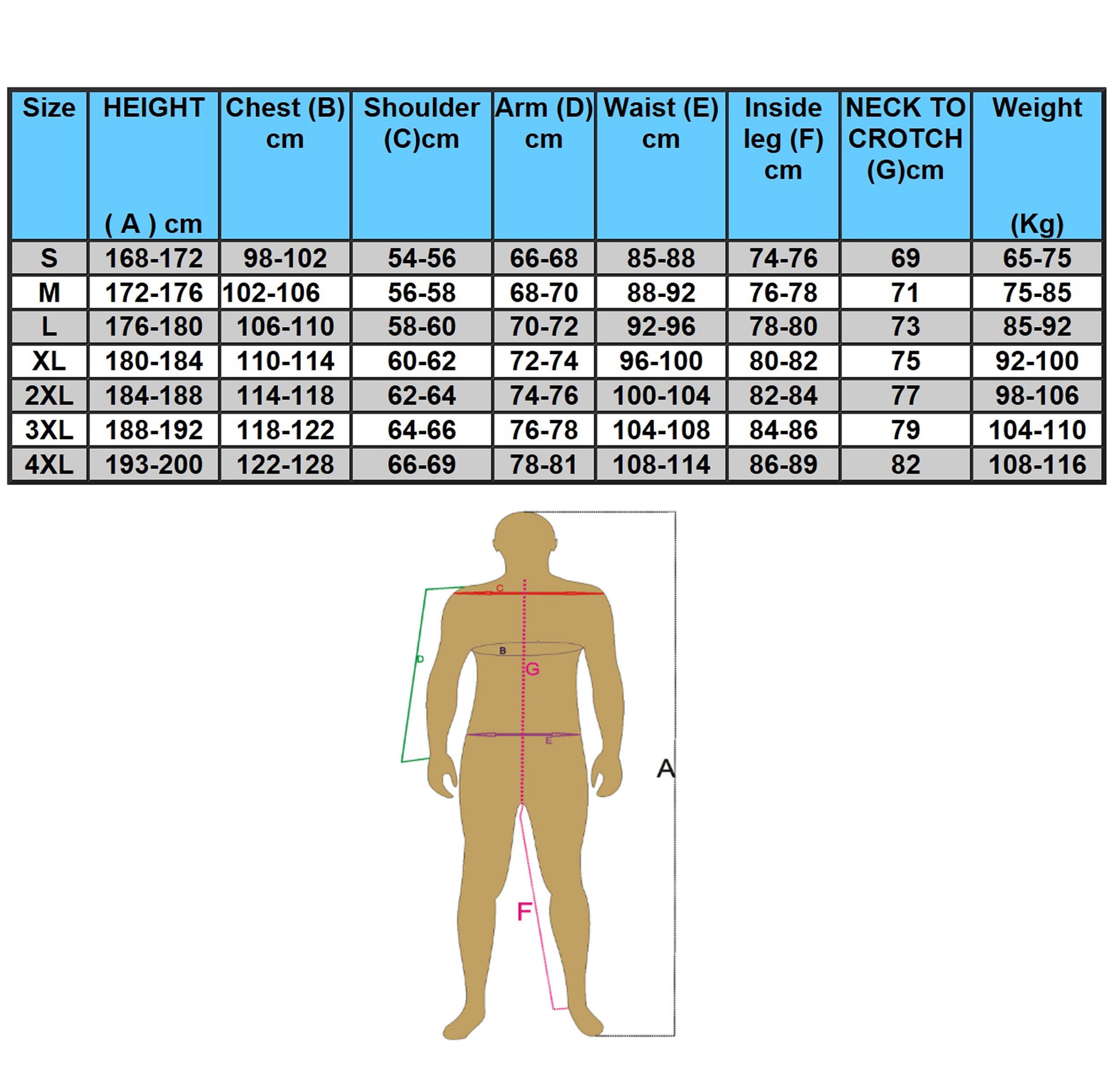 amazon size chart